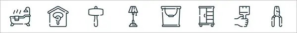 Контурний Набір Піктограм Поліпшення Домашньої Лінії Лінійні Векторні Іконки Такі — стоковий вектор