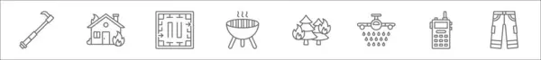 Контурний Набір Піктограм Лінії Пожежників Лінійні Векторні Іконки Такі Гачок — стоковий вектор