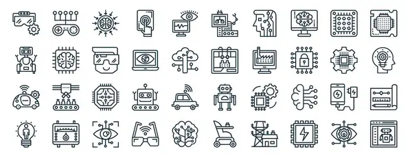 一套40个轮廓的网络人工智能图标 如游戏控制器 机器人 自动化 创意思维 微处理器 微处理器 用于报告 图表的机器人外科图标 — 图库矢量图片