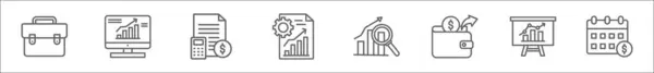 Набор Значков Линий Финансовой Отчетности Линейные Векторные Иконки Такие Портфель — стоковый вектор