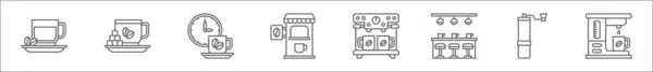 Umrisse Von Coffee Shop Und Café Line Symbolen Lineare Vektorsymbole — Stockvektor