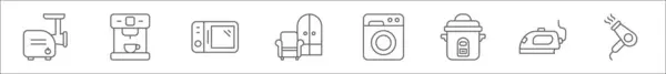 Контурний Набір Іконок Побутової Техніки Лінійні Векторні Іконки Такі Ясорубка — стоковий вектор
