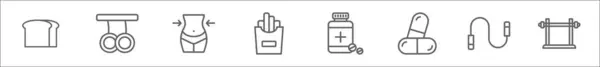 Контурний Набір Іконок Лінії Дієти Лінійні Векторні Іконки Такі Хлібобулочні — стоковий вектор