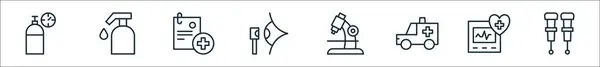 Контурний Набір Іконок Лінії Медичного Обладнання Лінійні Векторні Іконки Такі — стоковий вектор