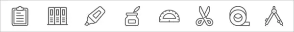 Контурний Набір Іконок Канцелярської Лінії Лінійні Векторні Піктограми Такі Буфер — стоковий вектор