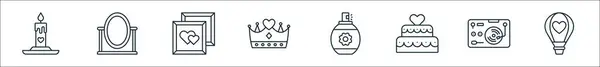 Начерк Набору Іконок Весільної Лінії Лінійні Векторні Ікони Такі Свічка — стоковий вектор