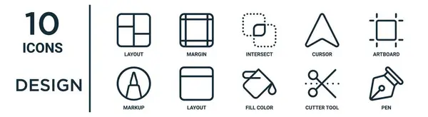 Diseño Esquema Conjunto Iconos Tales Como Diseño Línea Delgada Intersección — Archivo Imágenes Vectoriales