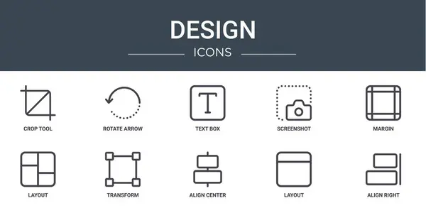 Conjunto Iconos Diseño Web Esquema Como Herramienta Recorte Girar Flecha — Archivo Imágenes Vectoriales