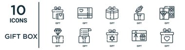 hediye kutusu özet seti gibi ince çizgi hediye, hediye, rapor için simgeler, sunum, diyagram, web tasarımı