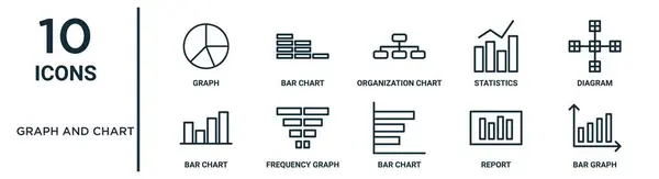 Набір Іконок Графів Діаграм Таких Тонкий Граф Ліній Організаційна Діаграма — стоковий вектор