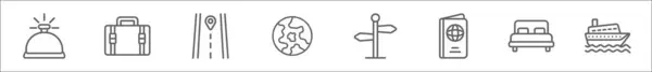 Контурний Набір Піктограм Маршрутної Лінії Лінійні Векторні Іконки Такі Настільний — стоковий вектор