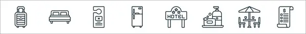 Контурний Набір Іконок Готельної Лінії Лінійні Векторні Іконки Такі Багаж — стоковий вектор