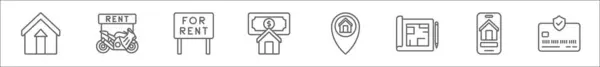 Контурний Набір Іконок Лінії Оренди Лінійні Векторні Іконки Такі Ціна — стоковий вектор
