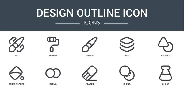 Conjunto Iconos Iconos Esquema Diseño Web Como Pincel Pincel Capa — Archivo Imágenes Vectoriales