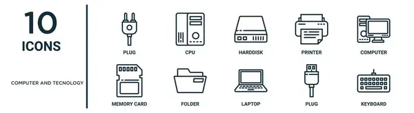 보고서 프레젠테이션 다이어그램 디자인을위한 플러그 디스크 컴퓨터 플러그 키보드 메모리 — 스톡 벡터