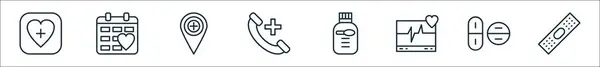Набір Іконок Медичної Лінії Лінійні Векторні Іконки Такі Медичний Додаток — стоковий вектор