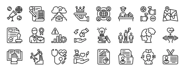 Set Outline Web Career Leadership Icons Discover Budget Career Path — Stock Vector