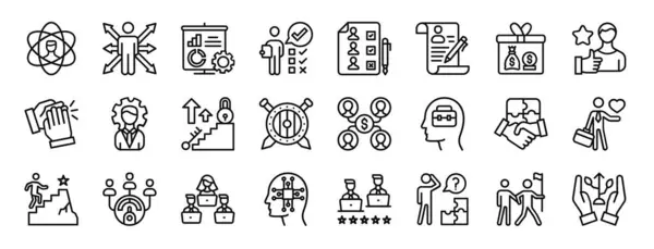 Set Outline Web Career Leadership Icons Skill Development Opportunity Project — Stock Vector