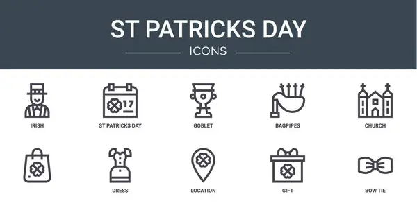 Набір Контурних Іконок Дня Веб Стрічок Таких Ірландська День Стрічок — стоковий вектор