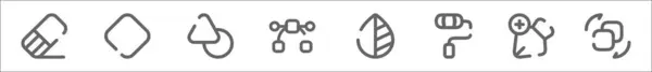 Набор Контуров Иконок Дизайнерских Броккенов Линейные Векторные Значки Такие Ластик — стоковый вектор