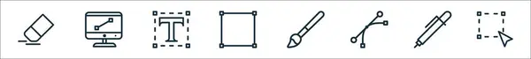 Outline Set Von Design Outline Icons Lineare Vektorsymbole Wie Radiergummi — Stockvektor