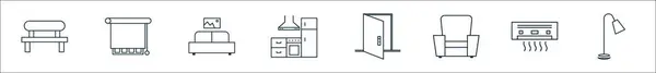Контурний Набір Іконок Меблевої Лінії Лінійні Векторні Іконки Такі Лавка — стоковий вектор