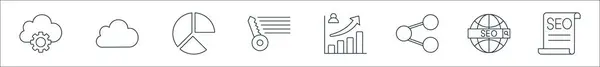 Περίγραμμα Σύνολο Από Εικονίδια Γραμμή Seo Γραμμικά Διανυσματικά Εικονίδια Όπως — Διανυσματικό Αρχείο