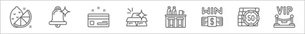 Контурний Набір Іконок Лінії Казино Лінійні Векторні Іконки Такі Лимон — стоковий вектор