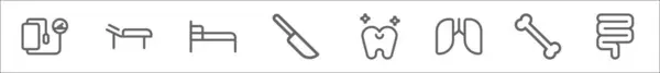 Набір Медичних Госпітальних Іконок Лінійні Векторні Іконки Такі Лічильник Артеріального — стоковий вектор