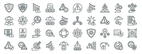 stock vector set of 40 outline web crisis management icons such as defense, family insurance, error, safety, insurance, stakeholder, warning icons for report, presentation, diagram, web design, mobile app