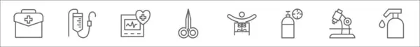 Контурний Набір Іконок Лінії Медичного Обладнання Лінійні Векторні Іконки Такі — стоковий вектор