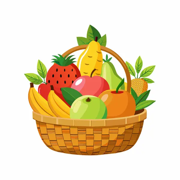 Fruta Fresca Cesto — Vetor de Stock