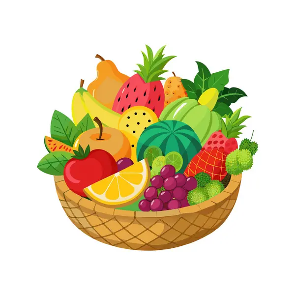 Cesta Frutas Com Legumes Frutas Ilustração Vetorial Design Gráfico — Vetor de Stock