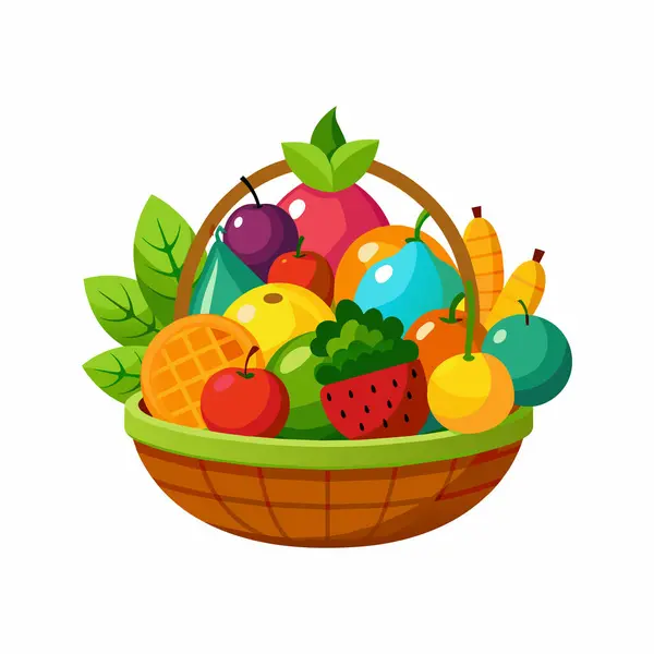 Frutas Legumes Cesto — Vetor de Stock