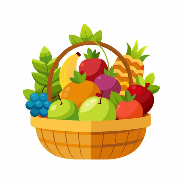 Cesta Com Frutas Legumes — Vetor de Stock