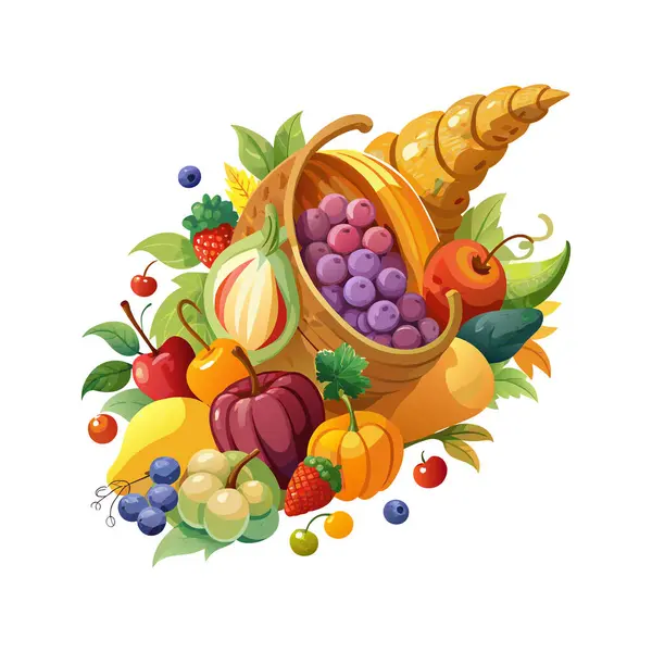 Verduras Frescas Frutas Bayas Sobre Fondo Blanco — Archivo Imágenes Vectoriales