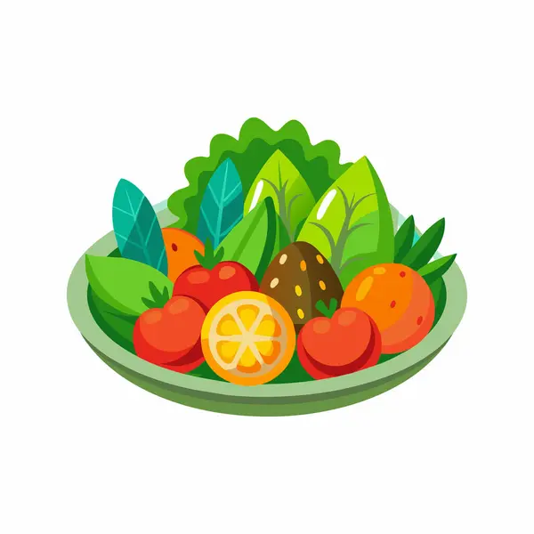 Verduras Frescas Plato — Vector de stock