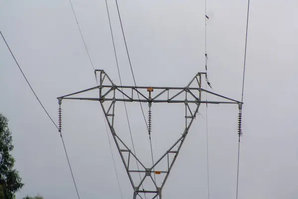 Şehrin ortasında elektrik direği var.