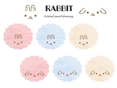 El yapımı gevşek ve sevimli renkli tavşanlar. Sert ve şık bir görünüş tavsiye edilir. Vektör illüstrasyonu.