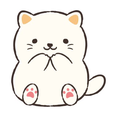 El çizimi, rahat ve sevimli bir kedi. Kaba ve şık bir izlenim yaratmak için mükemmel. Vektör illüstrasyonu.