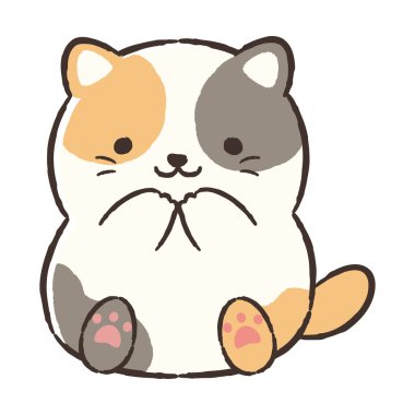 El çizimi, rahat ve sevimli bir kedi. Kaba ve şık bir izlenim yaratmak için mükemmel. Vektör illüstrasyonu.