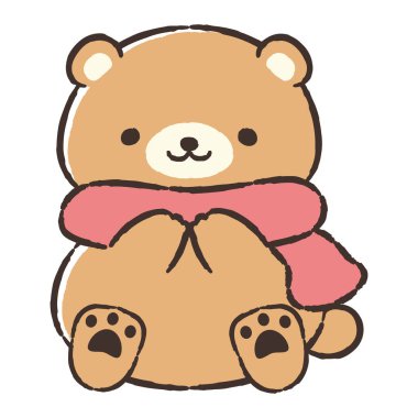 Elle çizilmiş gevşek ve sevimli bir ayı. Kaba ve şık bir izlenim yaratmak için mükemmel. Vektör illüstrasyonu.