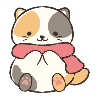 El çizimi, rahat ve sevimli bir kedi. Kaba ve şık bir izlenim yaratmak için mükemmel. Vektör illüstrasyonu.