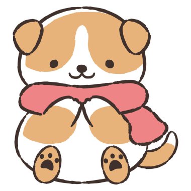 El çizimi, rahat ve sevimli bir köpek. Kaba ve şık bir izlenim yaratmak için mükemmel. Vektör illüstrasyonu.