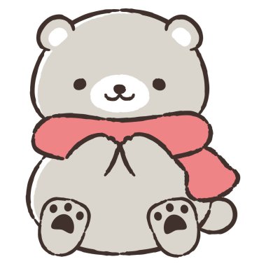 Elle çizilmiş gevşek ve sevimli bir ayı. Kaba ve şık bir izlenim yaratmak için mükemmel. Vektör illüstrasyonu.