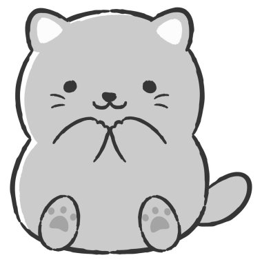 El çizimi, rahat ve sevimli bir kedi. Kaba ve şık bir izlenim yaratmak için mükemmel. Vektör illüstrasyonu.