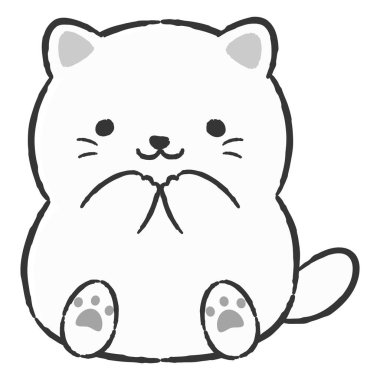 El çizimi, rahat ve sevimli bir kedi. Kaba ve şık bir izlenim yaratmak için mükemmel. Vektör illüstrasyonu.