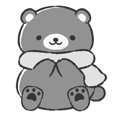 Elle çizilmiş gevşek ve sevimli bir ayı. Kaba ve şık bir izlenim yaratmak için mükemmel. Vektör illüstrasyonu.