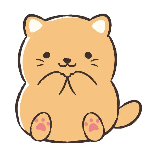 El çizimi, rahat ve sevimli bir kedi. Kaba ve şık bir izlenim yaratmak için mükemmel. Vektör illüstrasyonu.