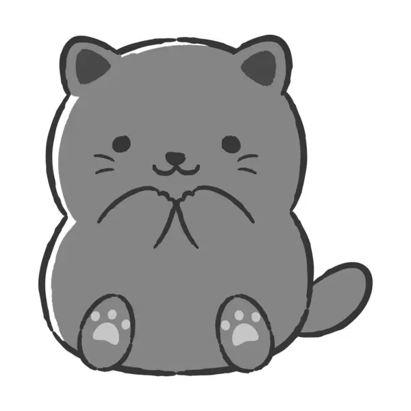 El çizimi, rahat ve sevimli bir kedi. Kaba ve şık bir izlenim yaratmak için mükemmel. Vektör illüstrasyonu.